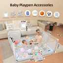 Playpen for Babies and Toddlers,73"x71"Baby Playpen with Mat IndoorOutdoor with Breathable Play Pen with Ocean Balls Hanging Pocket Basketball Hoop and Football Goal (Lighr Grey with Mat, 73"x71")
