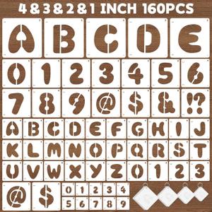 160Pcs Letter and Number Stencils Set for Painting,4&3&2&1Inch Reusable Alphabet Numbers Symbols Stencils Kit,Large&Small Plastic Stencils on Chalkboard Wood Signs Walls Fabric DIY Art Craft Project