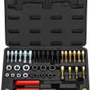 48 Piece Thread Chaser Set Metric & SAE Rethreading Kit with 22 Taps 24 Dies 2 Thread Files Thread Repair Kit
