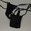 ETAOLINE Women's Low Rise Micro Back G-string Thong Panty Underwear (Black - Pack of 2)