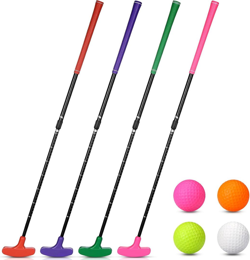 Hiboom 4 Pack Golf Putters for Men and Women Two Way Mini Golf Putter with 4 Balls Adjustable Length Kids Putter Bulk Right or Left Handed Golfers for Children Teenager Junior, 23.6-35.4 inches/ 60-90 cm
