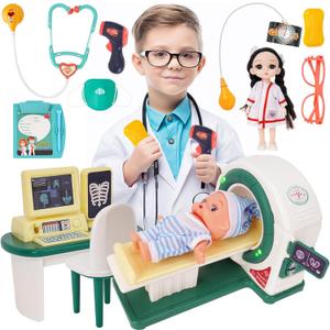 Doctor Kit for Toddlers 3-5, Kids Doctor Playset with Medical Tools, X-ray Machine and Toy Stethoscope ,Educational Pretend Play for Boys & Girls Ages 2 3 4 5 6,Birthday Gift & Dress-Up Toys