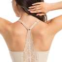 Lusait Lace Bralettes for Women Full Coverage Sexy No Underwire Deep V Racerback Bra Comfort Padded Bras (Small, Beige)