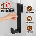 Shower Door Hooks, Heavy Duty Rack Hooks for Robe, Stainless Steel Towel Hooks for Bathroom, Fits Frameless Glass Shower Doors up to 3/8" (10mm) Thick (Black, 2 Pack)