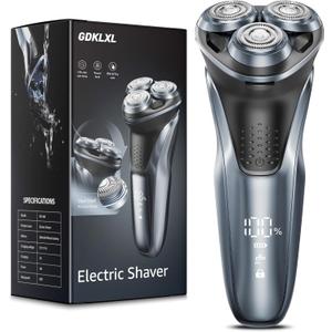 Rechargeable Electric Razor for Men: IPX7 Waterproof Shaver - 1.5H Fast Charge, 4D Flex Precision Blades with Pop-Up Trimmer - Gentle on Sensitive Skin, Travel-Friendly (Dusty Blue)
