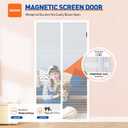 MAGZO Magnetic Screen Door Fit Door Size 32 x 80 Inch, Screen Size 34" x 81" Strong Magnet Door Mesh with Reinforced Hook & Loop for Patio Door, Sliding Door, White
