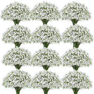 100 Pcs Babys Breath Artificial Flowers, Baby Breath Flowers Artificial Bulk, Real Touch White Fake Flowers, Faux Babies Breath Gypsophila for Wedding Home Decor Floral Arrangement