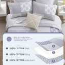 Finlonte Quilt Set King Size - 100% Cotton King Comforter Set, Patchwork Bedspread Reversible Lightweight Bedding, Purple Grey White Floral Quilts for King Bed All Season, 3 Pieces