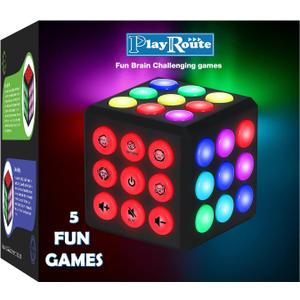 PlayRoute Electronic Brain & Memory Game Cube - Fun Toy Gift Ideas for Ages 6-12+ Year Old Boy & Girl - Cool Toys for Boys and Girls - Handheld Games Gifts for Kids and Teens
