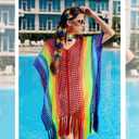 Shyyween 8 Pcs Rainbow Outfits for Women Rainbow Accessories Cover up Dress Tassel Earrings Butterfly Hair Clip for Beach