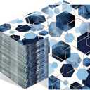 Tinlade 100 Pcs Disposable Paper Hand Towels for Bathroom, Paper Guest Towels for Powder Room Disposable Dinner Napkins for Birthday Bridal Shower Tea Party Supplies Table Decor (Blue Hexagon)