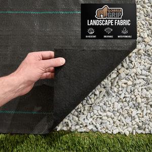 GORILLA GRIP 4 FT x 50 FT Powerful Weed Barrier Landscape Fabric, Durable Tear Resistant Blocker, Permeable UV Resistant Fabrics for Landscaping Outdoor Garden Bed, Ground Mulch, 5oz Woven and Felt