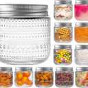 WACOI Mason Jars 8 Oz with Lids 12 Packs, Vintage Small Glass Canning Jars with Silver Metal Lids for Storing, Pickling, Honey, Jam, Home Decor, Candle and DIY Crafts