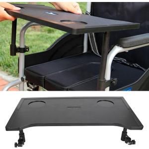 Wheelchair Tray Table with Cup Holder, Removable Wheelchair Lap Tray, Lightweight Portable Wheelchair Dinner Table Accessories for Eating, Reading, Resting, Fits Wheelchair Arms of 16" - 20"