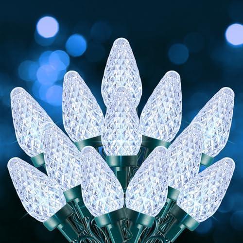 Minetom C9 Christmas Lights Outdoor, 100 FT 150 LED Connectable C9 String Lights with 8 Modes and Timer Extendable Xmas Tree Patio Roofline Garden Yard Holiday Party Indoor Outdoor Decoration, White - Amazon.com