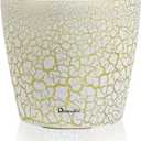 Dexceder 11x10 Inches Self Watering Planter Indoor Outdoor, Inner Pot Design, Thickened Table Flower Plant Pot with Water Level Indicator (White Gold Crackle)