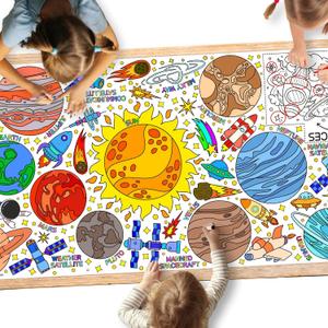 Gatherfun Giant Coloring Poster for Classroom Wall - Versatile 31.5 x 72 Inches Outer Space Activity Poster/Table Cover,School Parties, Outer Space Birthday Party and Special Events Decoration