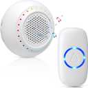Wireless Doorbell, PHYSEN Classroom Doorbell Door Bells Ringer Chimes Wireless, 1000ft Range, 48 Ringtones, 4 Volume Levels, Colorful LED Flash, Waterproof Door Bell Kits for Home Classroom Kids Room (1 Button+1 Receiver, A-White1 Button+1 Receiver)