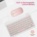 Bluetooth Keyboard and Mouse Combo Rechargeable Portable Wireless Keyboard Mouse Set for Apple iPad iPhone iOS 13 and Above Samsung Tablet Phone Smartphone Android Windows (10 inch Pink)