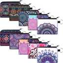 10 Pieces Small Coin Purse Boho Change Purse Pouch Mini Wallet Coin Bag with Zipper Exquisite Present for Women Girls on Valentine's Day (4.52 x 3.74 Inch)