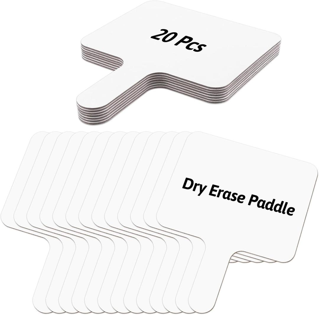 20 Pack Small Dry Erase Boards Double Sided Answer Paddles 10 X 8 Inch White Handheld Board for Classroom Office Auction Party Voting Meeting Family Games Party