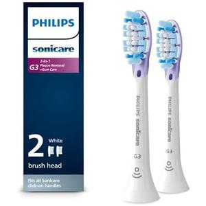 Philips Sonicare G3 2-in-1 Plaque Removal + Gum Care Brush Heads, Genuine Replacement Toothbrush Heads, White, 1 Pack, HX9052/65
