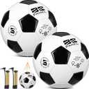 Shappy 2 Pcs Soccer Balls Bulk with Pump, Mesh Bag Official Size 3 4 5 Indoor Outdoor Colorful Soccer Ball for Practice Game Sport Soft Gift for Child Adult Back to School (Black, White)