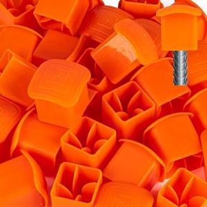 Sukh Rebar Caps - 60Pcs Orange Mushroom Safety Cover for T-Posts, Building Construction Protection Stakes - Plastic End Caps Fit #3-#7 Stake Sizes