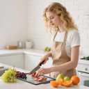 Tempered Glass Cutting Boards for Kitchen Counter, Dishwasher-Safe & Shatterproof with Non-Slip Edge, Housewarming Gifts, 15 * 10 Inch Small Size Clear Cutting Board