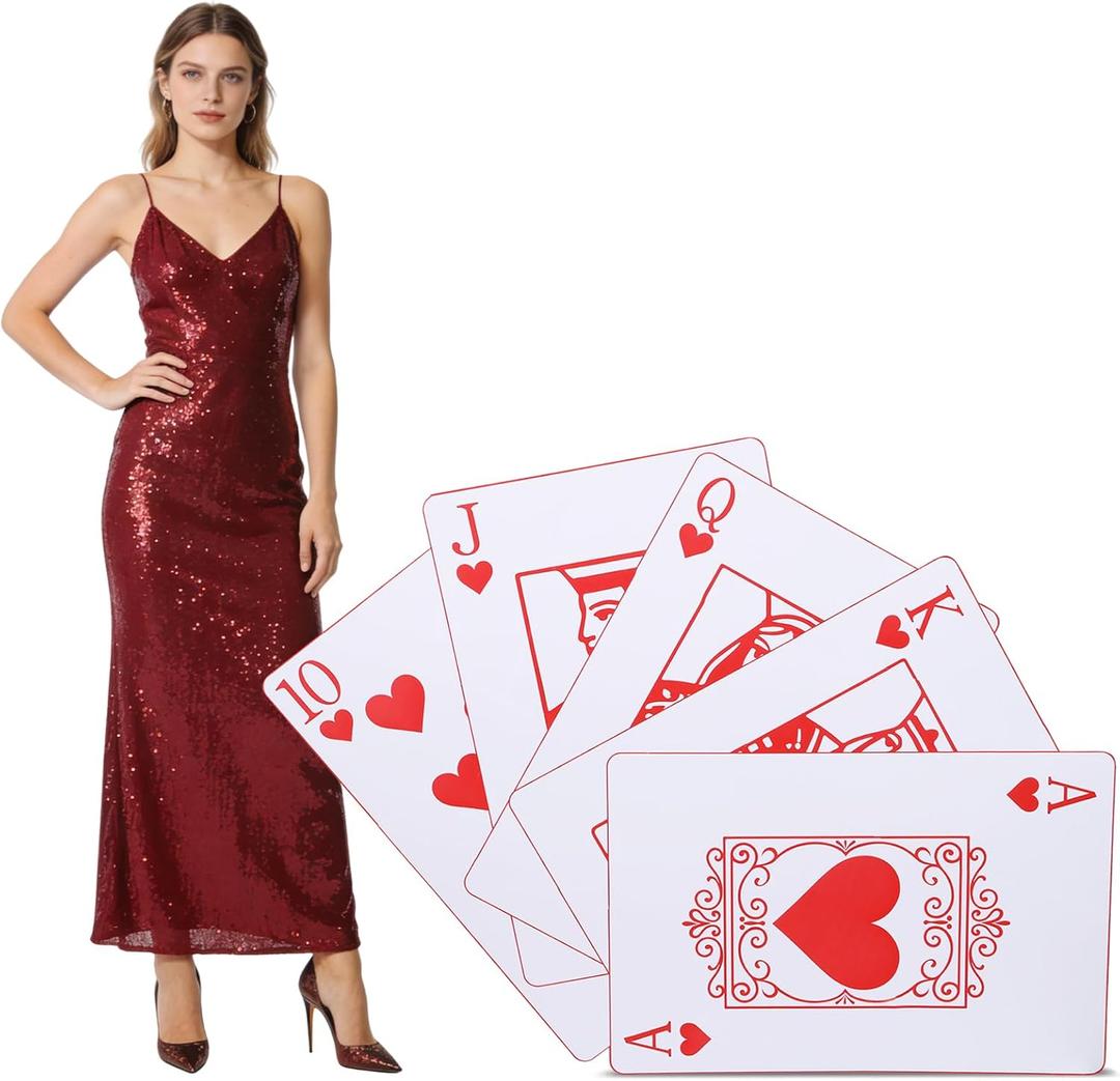 3.5 FT Casino Night Party Decoration  Royal Flush Cardboard Stand-Up Cutout, Freestanding Vegas Casino Photo Prop for Poker Night, Vegas Theme & Game Night Parties