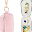 Small Travel Jewelry Box Keychain, Portable Ring Holder Keychain Jewelry Keeper Box, Mini Ring Necklace Storage Case for Outdoor and Sports