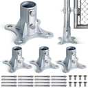 Chain Link Fence Post Flange - 2" Heavy Duty Round Post Base Bracket (4-Pack) Fits 1-7/8" Outer Diameter Fence/Mailbox/Flag Posts - Floor Mount Flange Kit