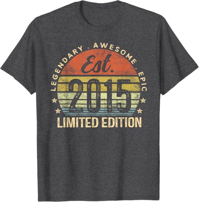 Est 2015 Limited Edition 11th Birthday Gifts 11 Year Old T-Shirt Small Grey