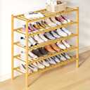 Smiry Bamboo Shoe Rack for Closet, 5 Tier Long Wooden Shoe Organizer, Stackable Wood Shoe Storage Shelf for Entryway, 14 Vertical Slats, 2+3 Stack Heavy-Duty Legs, 33.86"x11.02"x31.3", Natural