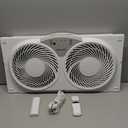 HOLMES 9" Twin Digital Window Fan, Reversible Airflow Blades, In/Out Exchange, 3 Speeds, Built-In Extender Panels, Ideal for Home, Bedroom or Office, Remote Control, White