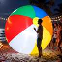 Shappy 8 FT Giant Inflatable Beach Ball Decoration Jumbo Blow Up Rainbow Beach Balls with Built-in LEDs for Pool Beaches Yard Lawn Garden Decor