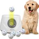 Automatic Ball Launcher for Dogs with 6 ETPU Balls, White, Adjustable Distance 20-45ft, USB Rechargeable, Interactive Dog Toy (Gary)