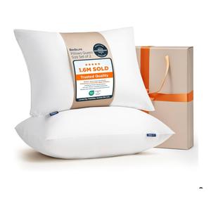 Bedsure Pillows Queen Size - Hotel Collection Bed Pillows for Sleeping, with Down Alternative Filling, Soft Support for Back, Stomach or Side Sleepers, Queen/Full, 28"x19", White, 1 Pack