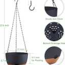 Set of 2 Hanging Planters for Indoor Outdoor Plants, 10 Inch Self-Watering Hanging Flower Pots with Drainage Hole & Removable Water-Storage Tray (Hooks)