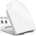 Toilet Seat D Shape with Slow Soft Close Features and Adjustable Hinge, Strong and Robust PP Material Quick Release Toilet Lid, GD-D017 White