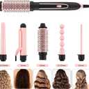 5 in 1 Curling Iron Set with Instant Heat Up, Dual Voltage, 4 Interchangeable Ceramic Curling Wands, Curling Brush, Heat Protective Glove & 2 Clips (Curling Iron 0.3-1.5")