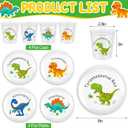 4 Sets Dinosaur Fun Kids Plates with Cups Plates Dinnerware Set for Toddlers Creatively Drop Resistant Cute Plastic Dishes Dishwasher Safe