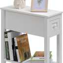 Narrow Side Table for Small Spaces, White, Set of 1, 24" L x 8.5" W x 24" H