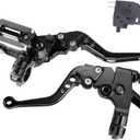 Universal Motorcycle 7/8" 22mm Handlebar Brake Master Cylinder Clutch Lever CNC Left & Right Set Compatible with Harley Honda Kawasaki Suzuki Yamaha Piston Diameter 12.7mm(Black)
