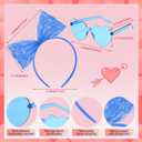 5Pcs/Set Women Tutu Costume Accessories Set 4 Layered Tulle Tutu Skirt Bow Headband Sets for Women Party Supplies (Dark Blue)