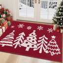 Pauwer Christmas Door Mat Indoor Entrance 32"x48" Absorbent Dirt Trapper Welcome Mats for Front Door Washable Entryway Rugs Ultra Thin Doormat Non Slip Runner Rugs for Hallway Kitchen Laundry Room