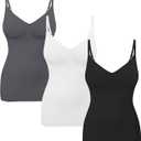 EUYZOU Womens Tummy Control Shapewear Tank Tops Seamless V-Neck Compression Tank Tops Body Shaper Camisole (3X-Large, Black/White/Grey)