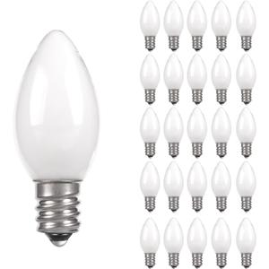 25 PackC7 Candelabra Led Light Bulbs, Small Night Light Bulb, 0.6 Watt Equivalent 7W Incandescent, E12 120V Lamp, Warm White 2700K Nightlight Replacement Bulb for Window Candle & Chandeliers