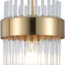 Gold Pendant Lights Kitchen Island,1-Light Crystal Pendant Light Fixtures Over Island,Modern Brass Mini chandelier For Dining Room, Adjustable Cord Hanging Lights For Bedroom,Bar,Sink,Entryway