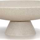 LIN CHUAN Large Decorative Bowl, Modern Resin Pedestal Bowl for Home Decor, Stylish Fruit Bowl for Kitchen Counter, Chic Key Holder for Entry Table, Beige